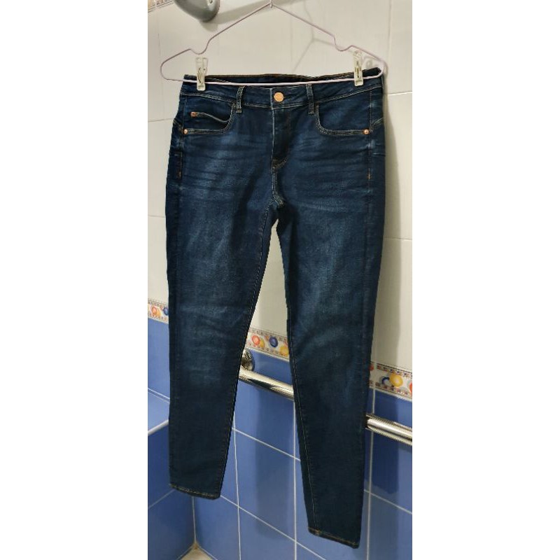 กางเกงยีนส์ Push Up Low Jeggings - Dark denim blue