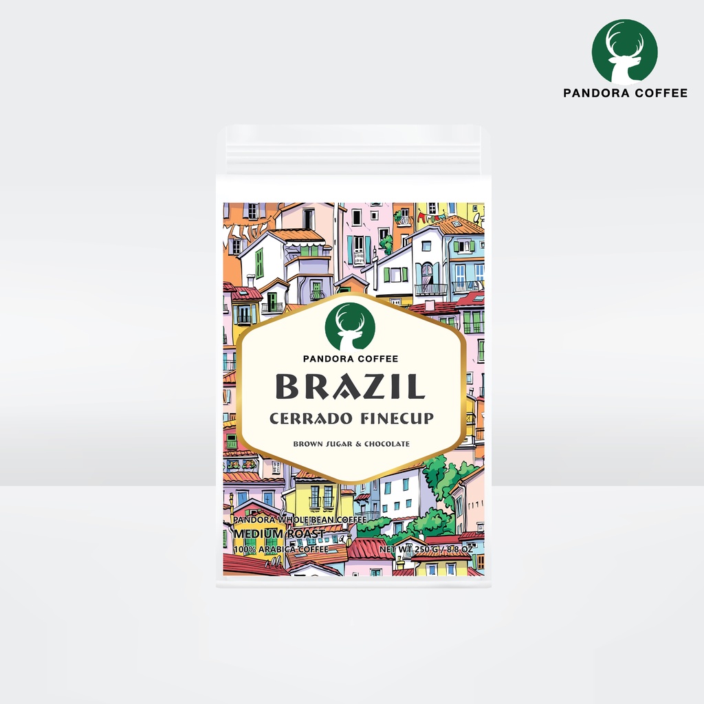Pandora Coffee เมล็ดกาแฟ บราซิล Brazil Cerrado Finecup  คั่วกลาง Medium Roast