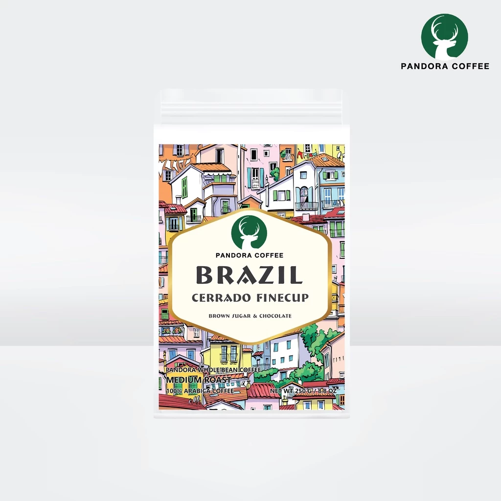 Pandora Coffee เมล็ดกาแฟ บราซิล Brazil Cerrado Finecup คั่วกลาง Medium Roast