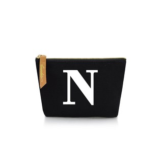 กระเป๋าผ้าลายอักษร ALPHABET  Pouch Coin Bag BLACK  N