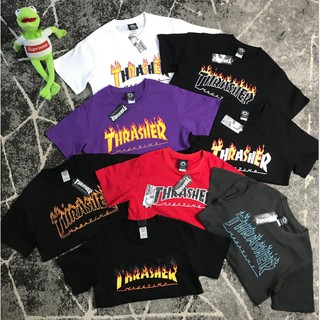 Thrasher คลาสสิคแฟชั่นเสื้อยืดแขนสั้นลําลองคอกลมสไตล์ใหม่สําหรับผู้ชายและผู้หญิง