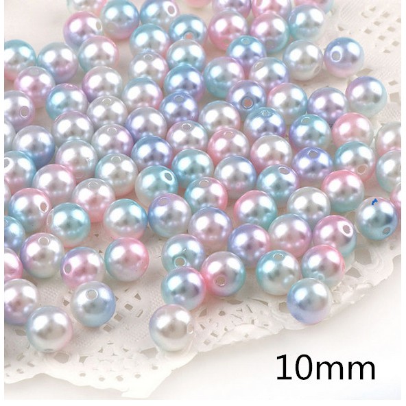 4/6/8/10 / 12 มม. รอบเลียนแบบสายรุ้งสี หน้าท้อง พลาสติกลูกปัดมุกสําหรับเสื้อผ้ากระเป๋ารองเท้า - รูปที่ 7