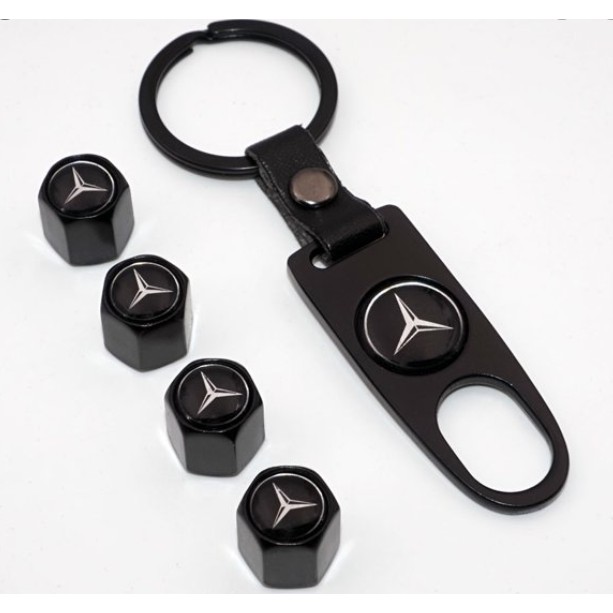 จุกลม จุ๊บลม พวงกุญแจ แต่งล้อรถยนต์ เบนซ์ ทุกรุ่น สีดำ Mersedes Benz Black tire vaule air cap A C E ML CLS CLASS