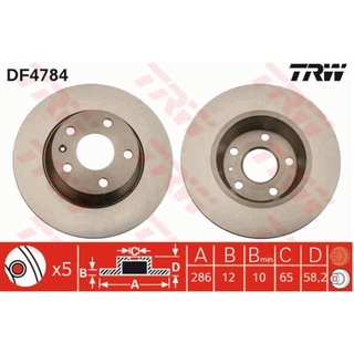 จานเบรกหลัง TRW : AUDI TT 2.0 TFSI***ราคาต่อใบ