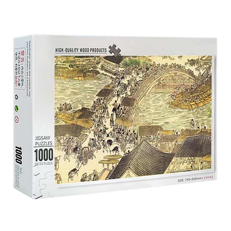 จิ๊กซอว์ 1000 ชิ้น ลายแม่น้ำเทศกาลชิงหมิง ราชวงศ์ชิง (Qing Ming Shang He Tu) Jigsaw puzzle 1000 pieces