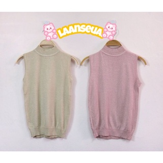 Chimmer Top เสื้อเนื้อไหมพรมแขนกุด ดีเทลผ้าชิมเมอร์เก๋ๆ มี2สี