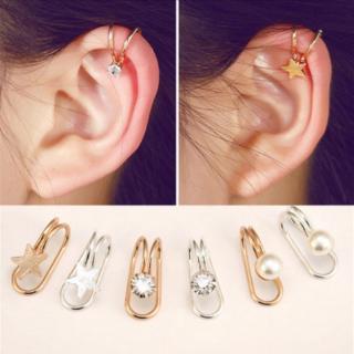 ต่างหูแฟชั่นสตรีรูปดาว/ไข่มุก/rhinestone 1 ชิ้น