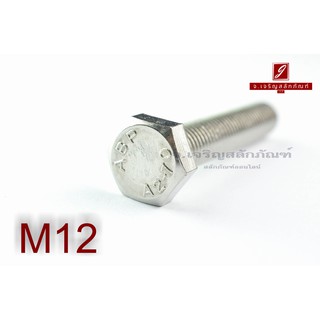 น็อตหัวเหลี่ยมสแตนเลส Stainless Steel Hex Bolt M12