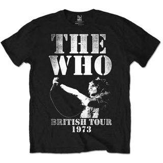 แขนสั้นcrew neckกระหน่ํา เสื้อยืดลําลอง แขนสั้น พิมพ์ลาย The who live tour 1973 roger daltrey rock official สําหรับผู้ชา