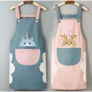 พร้อมส่ง/ผ้ากันเปื้อนกันน้ำสองชั้นเช็ดมือได้ ผ้ากันเปื้อนทําอาหาร Cooking Apron มีสไตล์ลายการ์ตูนน่ารัก