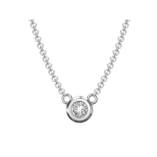 ZILVY สร้อยคอทองคำขาว 18K พร้อมจี้เพชร 0.10 กะรัต น้ำร้อย พร้อมใบรับรอง (P010)