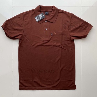 Geeko เสื้อโปโล ตรากวาง สีน้ำตาลเข้ม เนื้อผ้านุ่ม เสื้อโปโลสีพื้นชาย-หญิง ไม่มีลวดลาย ใส่ทำงานได้เลย ไม่หด ไม่ย้วย