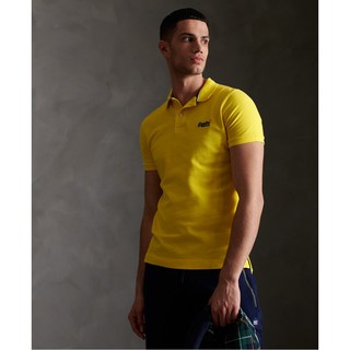 SUPERDRY CLASSIC PIQUE SHORT SLEEVE POLO SHIRT เสื้อโปโล สำหรับผู้ชาย สี Bright Yellow Twist