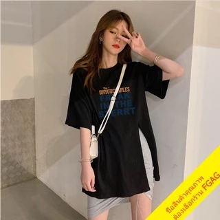 เสื้อยืดผู้หญิงแฟชั่นสาวอวบสีขาว oversize คอกลมแขนสั้น เสื้อผ้าวัยรุ่นน่ารัก เสื้อโอเวอร์ไซส์สไตล์เกาหลี สกรีนลาย xxl