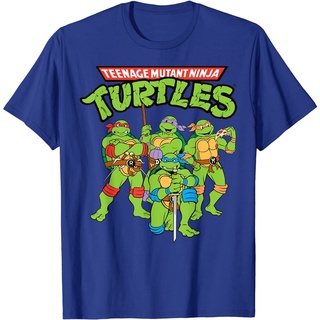 ผ้าฝ้าย 100%100%cotton เสื้อยืดผู้ชายแฟชั่น Teenage Mutant Ninja Turtles Group T-Shirt men เสื้อ ยืด ผู้ชาย คอกลม โอเวอร