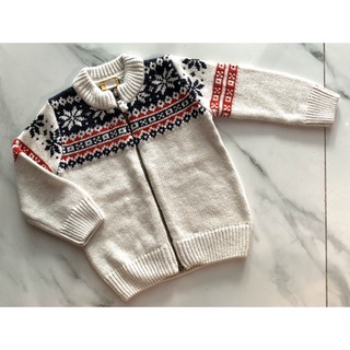 (P105)   Brandname Italy  เสื้อไหมพรมเด็ก 15 เดือน ผ่าหน้า ไหมพรม cardigan ลาย jacquard ท่อนบน และต้นแขน ของใหม่