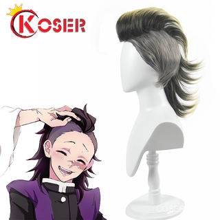Anime Demon Slayer: Kimetsu No Yaiba Shinazugawa Genya Sanemi ชุดคอสเพลย์ Cosplay วิกผมสังเคราะห์ทนความร้อน wig ผมปลอม