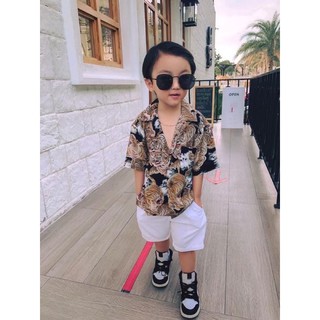 เสื้อฮาวายญี่ปุ่น ผ้าเรยอน เสื้อครอบครัว Rayon Hawaiian Shirts (เสือ100ดำ)
