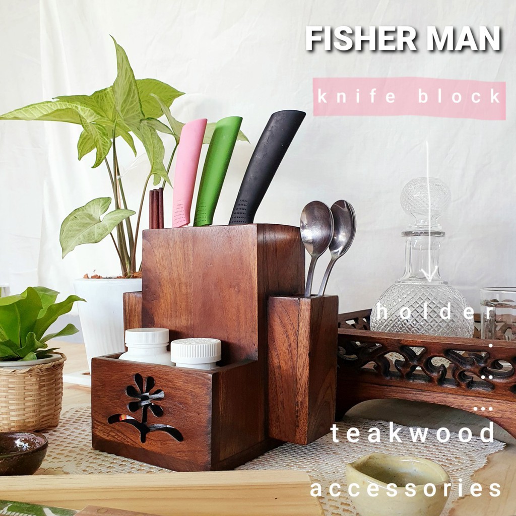 ที่เสียบมีด ที่เสียบมีดไม้สัก Knife block, Knife holder