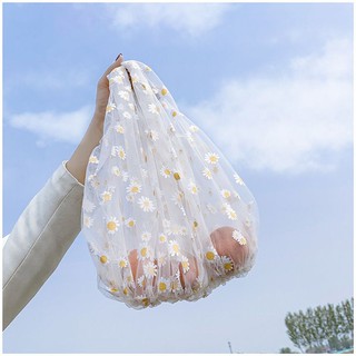 🌨️กระเป๋าผ้า White Daisy shopping bag 🍒ถุงผ้าตาข่ายสีขาว