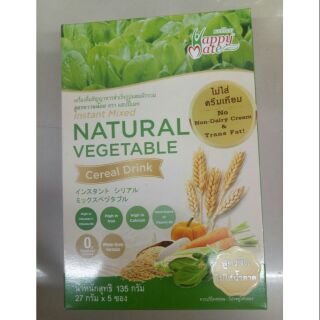 Happy Mate Natural  Vegetable เครื่องดื่มธัญการ สำเร็จรูป ผสมผักรวม สูตร หวานน้อย  135 กรัม