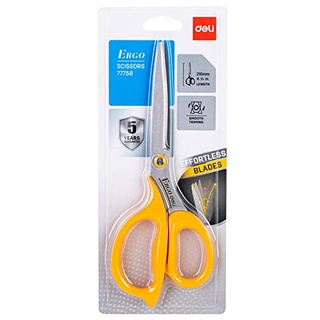 Deli 77758 Scissors กรรไกร ขนาด 8 1/4 นิ้ว อุปกรณ์สำนักงาน กรรไกรสแตนเลส กรรไกรตัด อุปกรณ์ตัดกระดาษ