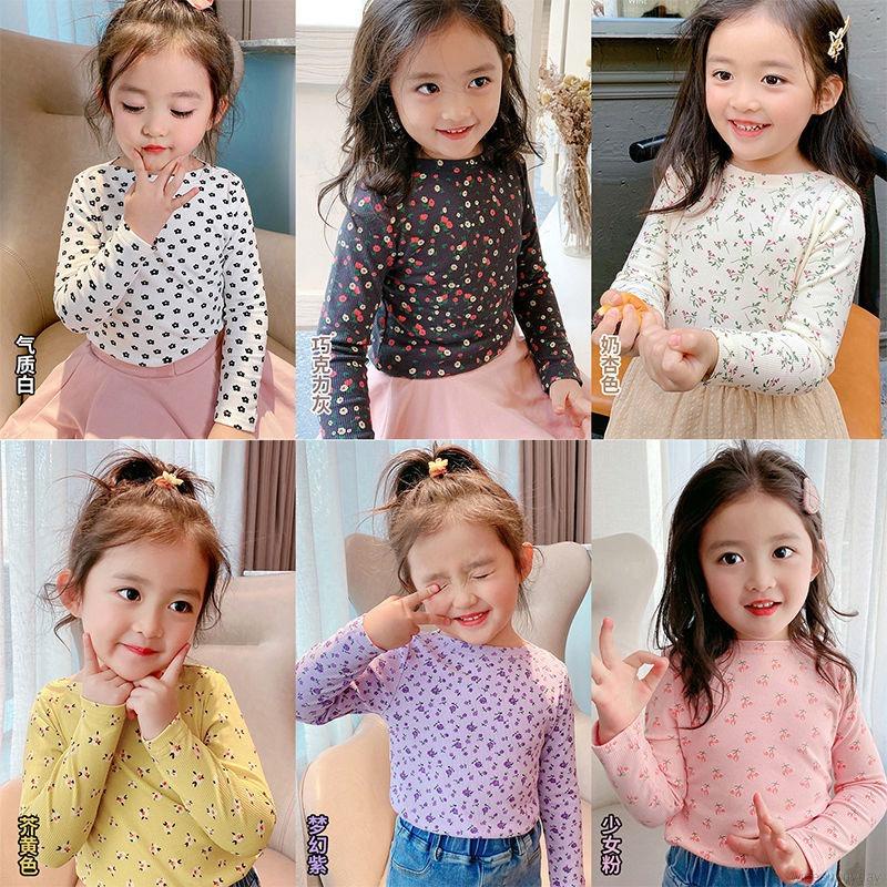 เสื้อยืดคอกลม แขนยาว ผ้าฝ้าย แฟชั่นสําหรับเด็กผู้หญิง