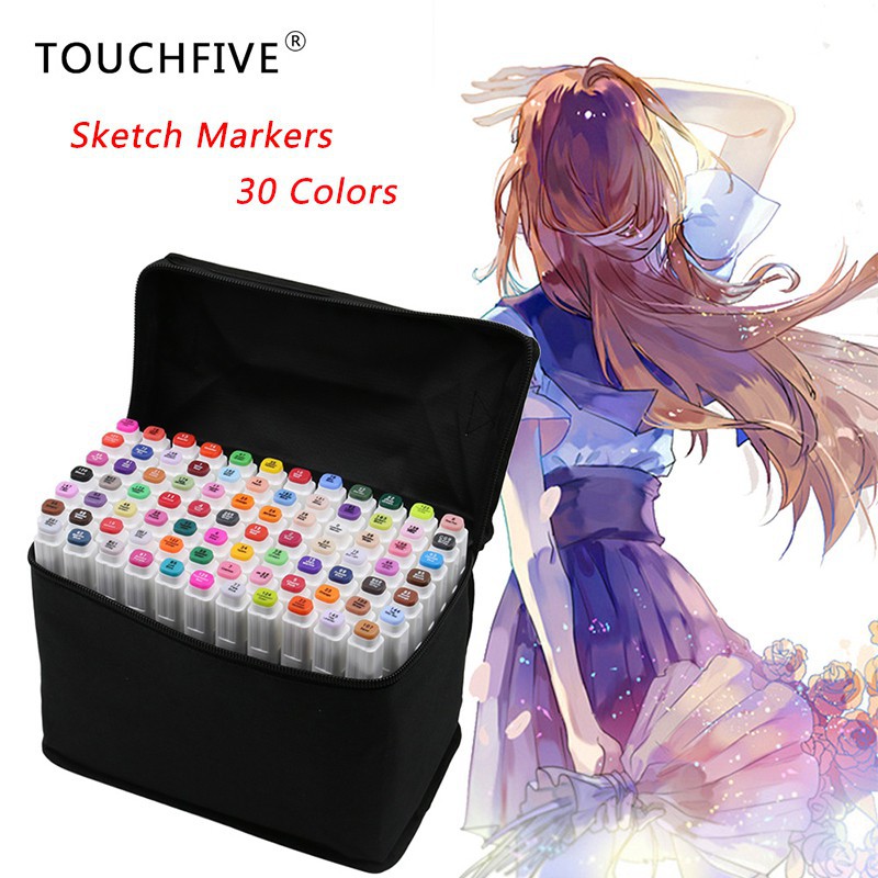 TouchFive 30 Colors COPIC Art Markers Twin Tip Marker Set Graphic Art