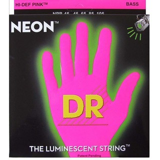 สายกีต้าร์เบส 4 สาย DR Neon Hi-Def Bass Strings เรืองแสง - สีชมพู NPB-45