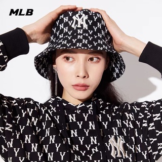 MLB (พร้อมส่ง) หมวกMLB หมวกทรงบัคเก็ต JACQUARD MONOGRAM BUCKET HAT หมวกNY ของแท้💯%