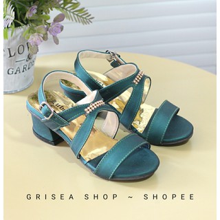 Grisea รองเท้าส้นสูง Senna HAA-09 สีเขียว สําหรับเด็กผู้หญิง