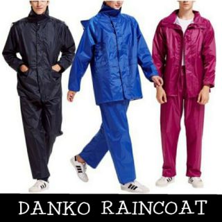 ชุดกันฝน DANKO Raincoat เสื้อกันฝน มีแถบสะท้อนแสง (เสื้อแบบมีหมวกฮู้ดพับเก็บได้+กางเกง+กระเป๋า)ผ้าโพลีเอสเตอร์อย่างหนา