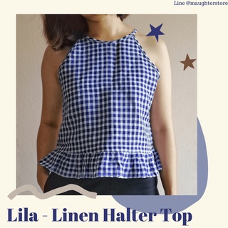 Lila ✨ Linen Halter Top เสื้อลินิน คล้องคอ ระบายชาย