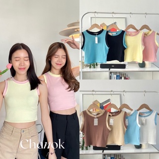 TWOTONE CROP ✨เสื้อครอปแขนกุดผ้าร่องทูโทน✨ ป้ายChanok🏷 เสื้อครอปแขนกุดทรงสวยได้ลุคน่ารักๆหวานๆ ผ้าร่องยืดดีไม่ร้อน