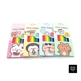 ดินสอสีไม้ แท่งยาว 12 สี Moshi Moshi