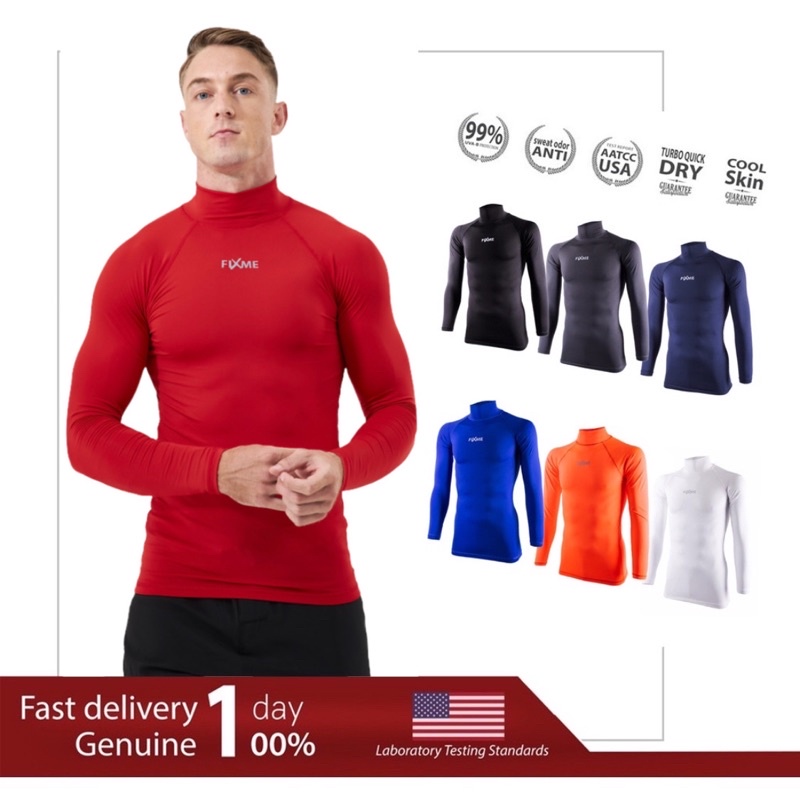 Boost skin ชาย/เสื้อกันยูวี 99% (คอตั้ง) เสื้อรัดกล้ามเนื้อ แขนยาว มาตรฐาน USA