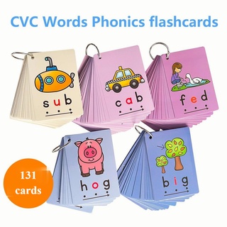 131 Cards Phonics CVC English Sight Words บัตรคำ บัตรภาพสอนภาษา ชุดแฟลชการ์ด ของเล่นเสริมพัฒนาการ สำหรับเด็ก