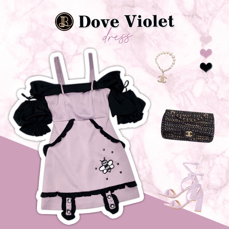 BLT Dove violet dress SizeM ชุดเดรสสีม่วง