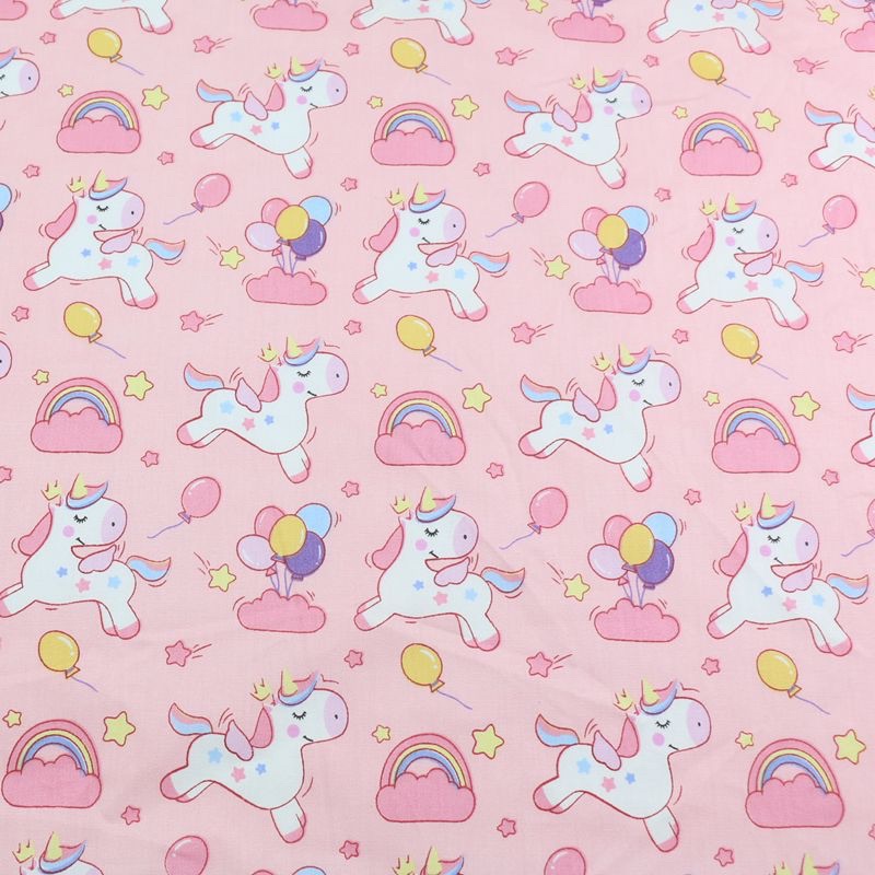 ผ้าคอตตอน 100% ทอทวิล ตัดขายเป็นเมตร หน้ากว้าง1.6 เมตร พิมพ์ลายยูนิคอร์น