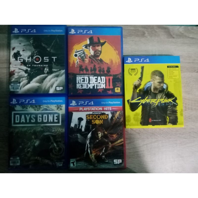 แผ่นเกม ps4 มือสองสภาพดี100℅ cyberpunk 2077,red dead redemption 2,days gone,Second son,ghost of tsus