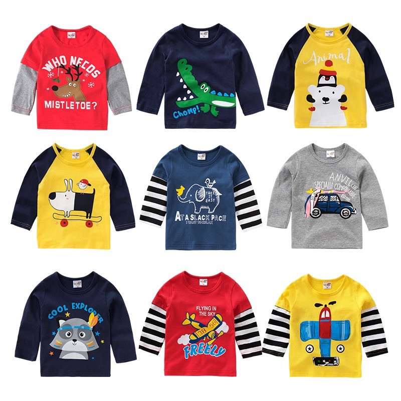 เสื้อแขนยาวเด็ก ผ้าcotton95%+สเป็นเด็กซ์5%