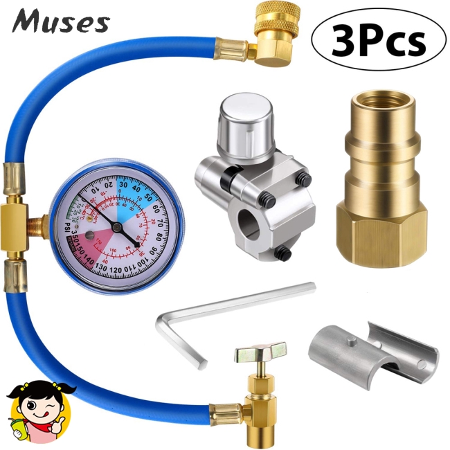 3Pcs/Set R134a Inflation Hose with Gauge BPV31 Valve R12 to R134a