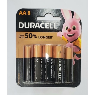 ถ่าน DURACELL alkaline ขนาด AA 1.5V แพค8ก้อน ของแท้