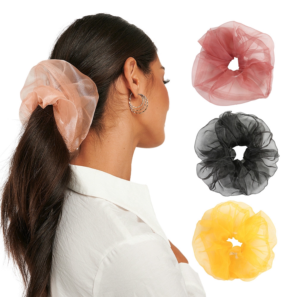 NEW Oversized Scrunchies Large Rubber RingTies Elastic Hair Band Ponytail Holder - Foto 4