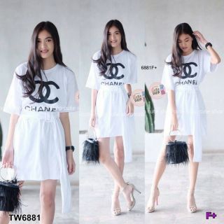 👗เดรสแขนสั้น Chanel +เข็มขัด👗