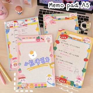 Memo Pad A5 กระดาษโน๊ต Memo Pad น่ารักๆ 1 เซต มี 4 แบบค่า ขนาด 25.5x18cm. (30แผ่น/1แบบ)