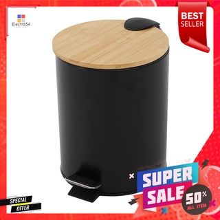 ถังขยะเหยียบกลม ACCO SYLVAN ขนาด 5L สีดำฝาไม้ROUND DUSTBIN PEDAL ACCO SYLVAN 5L BLACK