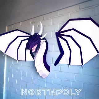 DIY Papercraft Game of Thrones Dragon Head Wall Low Poly PaperModel 3DPuzzle Handwork Toys Paper Sculpture