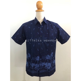 เสื้อเชิ้ตผู้ชาย เสื้อม่อฮ่อม ซาฟารีพิมพ์ลายวิถีชาวนา