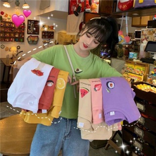 เสื้อยืดลายผลไม้🍉🍎🥑🍑 ผ้านิ่ม มี 7 สี ราคาถูก🔥